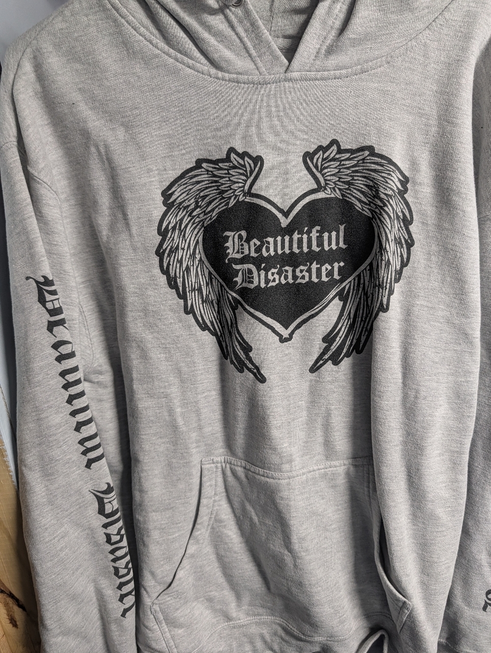 Beautiful Disaster Grey Graphic Hoodie